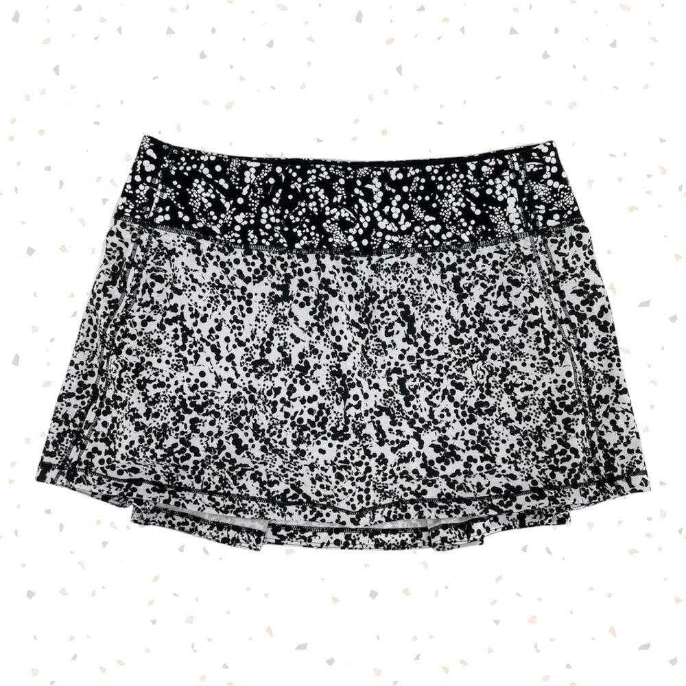 Lululemon Pace Rival Skirt Black White Print Tennis Fit Pickleball Skort Size 4